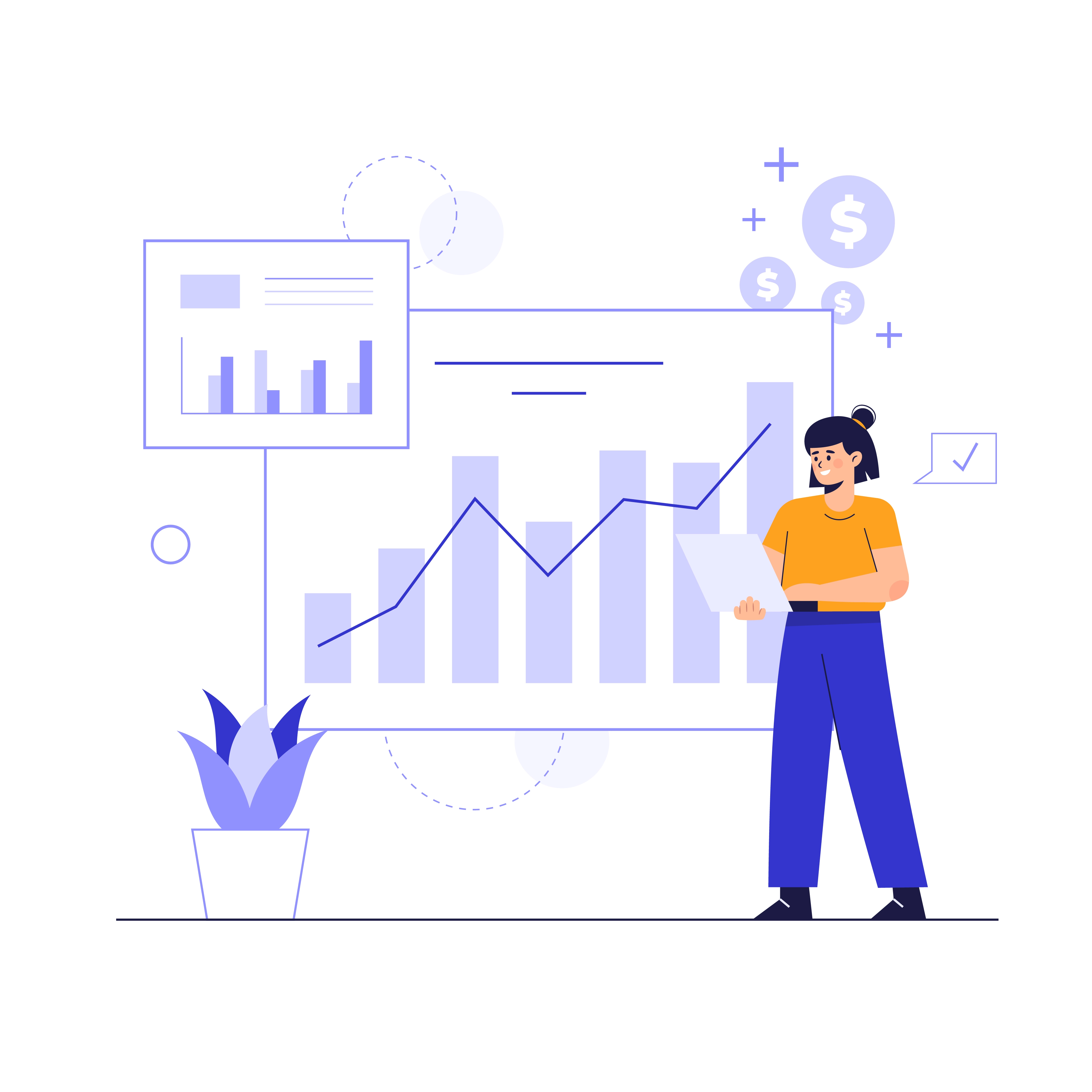  a girl doing stock market analysis
